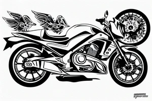 Honda win motorbike with a vietnamese star on it tattoo idea