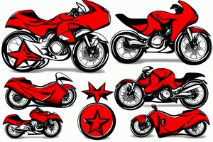 Red Honda win motorbike with a yellow Vietnamese star on the fuel tank tattoo idea