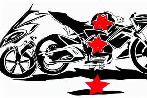 Red Honda win motorbike with a yellow Vietnamese star on the fuel tank tattoo idea
