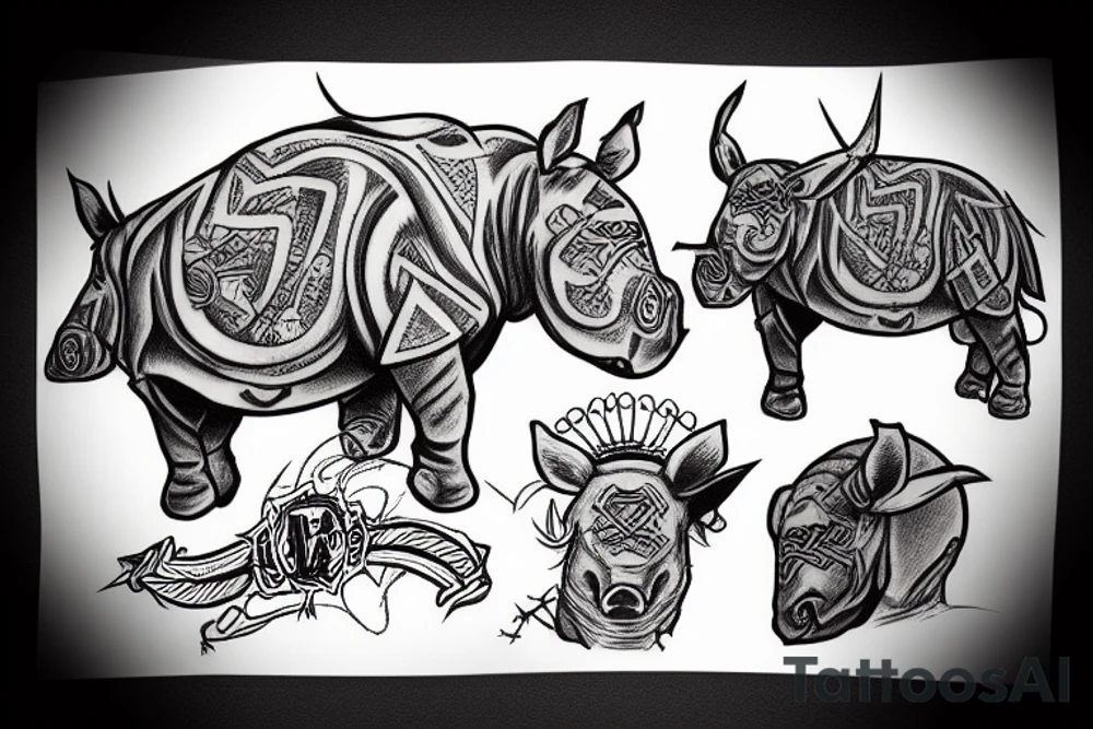 Odin riding the rhinoceros tattoo idea