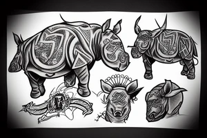 Odin riding the rhinoceros tattoo idea