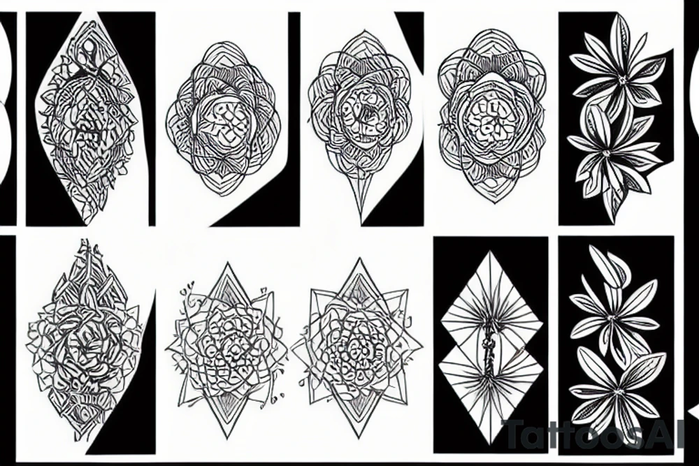 Simple geometric floral tattoo idea