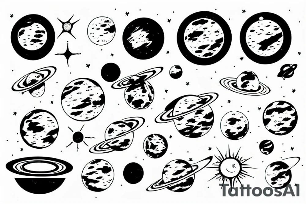 abstact solar system map tattoo idea