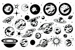 abstact solar system map tattoo idea