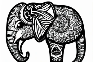 an elephant face with an angry look tattoo idea