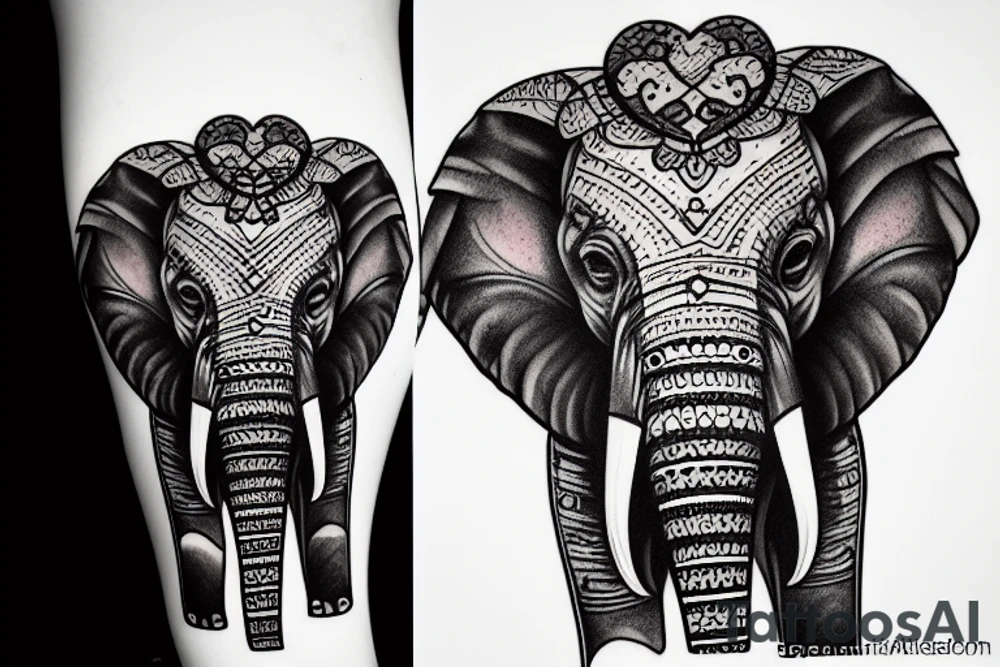an elephant face with an angry look tattoo idea