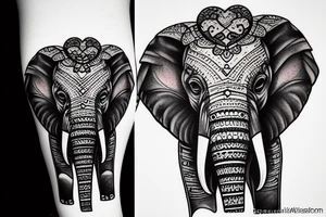 an elephant face with an angry look tattoo idea