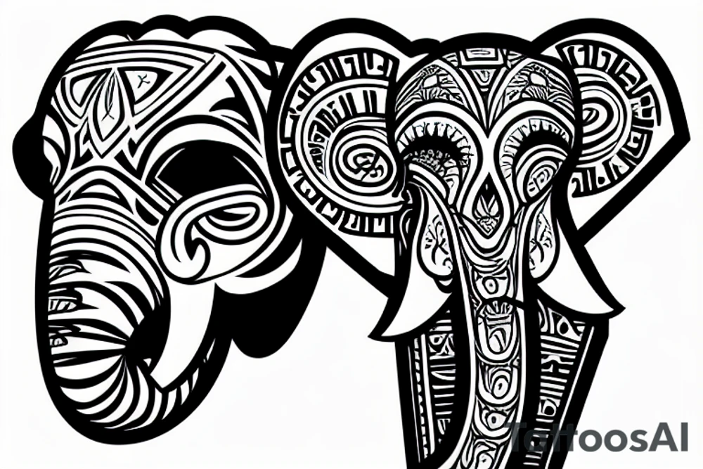 an elephant face with an angry look tattoo idea