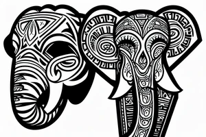 an elephant face with an angry look tattoo idea