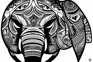 an elephant face with an angry look tattoo idea