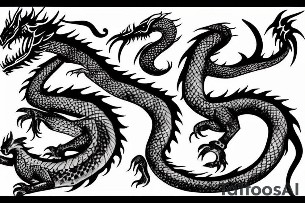 dragon and cat tattoo idea