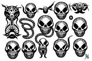 Alien skull with snakes tattoo idea