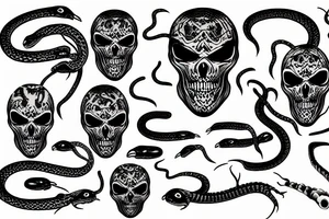 Alien skull with snakes tattoo idea