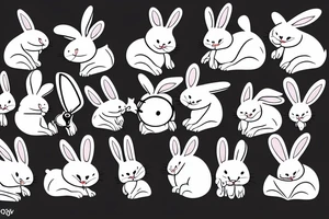 Angry rabbit running towards a rock with scissors in it's hands tattoo idea