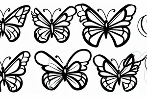 Rock 'n' roll symbol with two butterflies on top and NBT written on the symbol tattoo idea