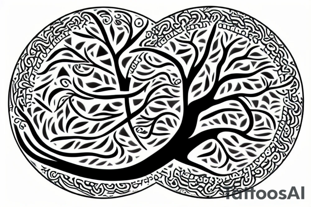 zen circle with tree of life in it tattoo idea