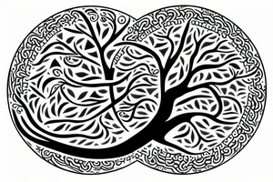 zen circle with tree of life in it tattoo idea