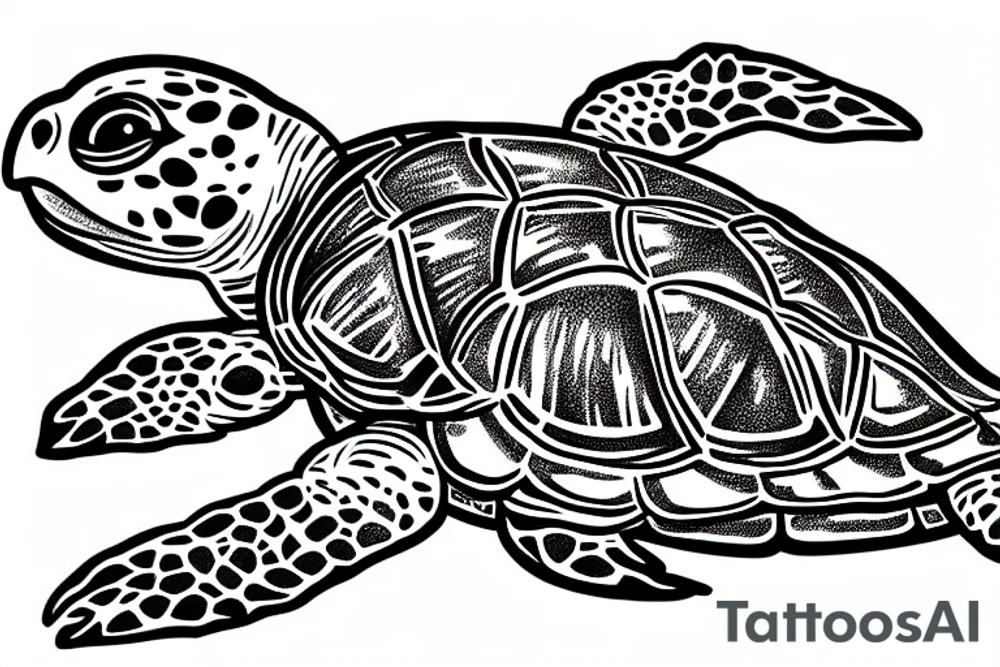 a sea turtle surrounded by a storm tattoo idea