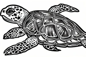 a sea turtle surrounded by a storm tattoo idea