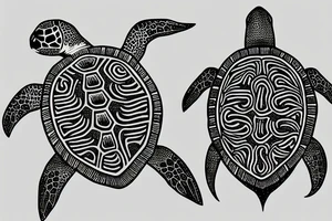 a sea turtle surrounded by a storm tattoo idea