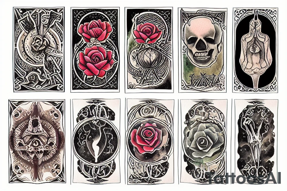 Tarot card Sun and around the rose tattoo idea