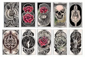 Tarot card Sun and around the rose tattoo idea