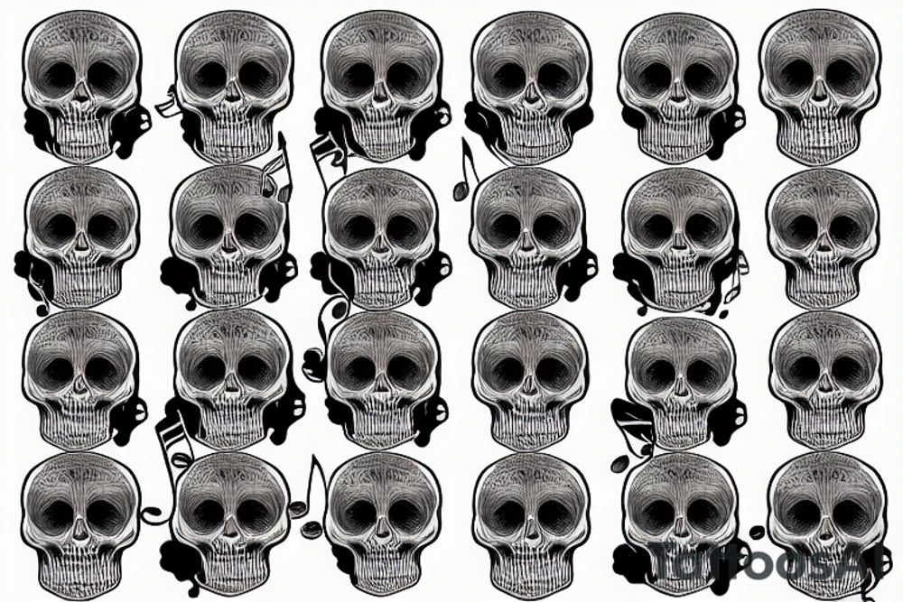 A skull made of smoke and music notes tattoo idea