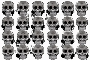 A skull made of smoke and music notes tattoo idea