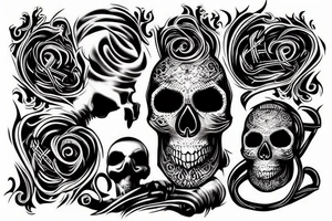 A skull made of smoke and music notes tattoo idea
