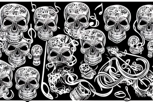 A skull made of smoke and music notes tattoo idea