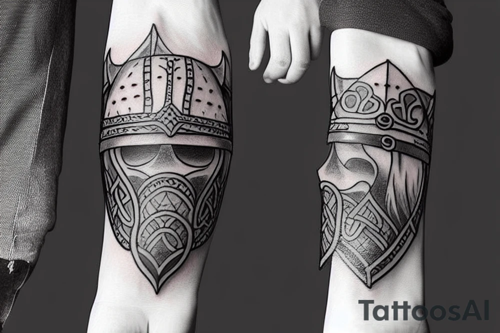 Viking armor with dog 2 paws tattoo idea