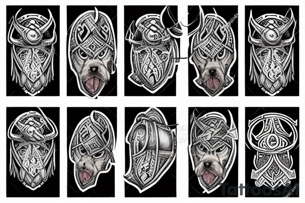 Viking armor with dog 2 paws tattoo idea