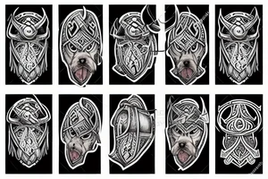 Viking armor with dog 2 paws tattoo idea