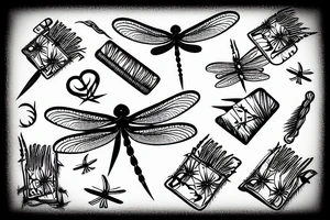 Dragonfly barbed wire with crackers tattoo idea