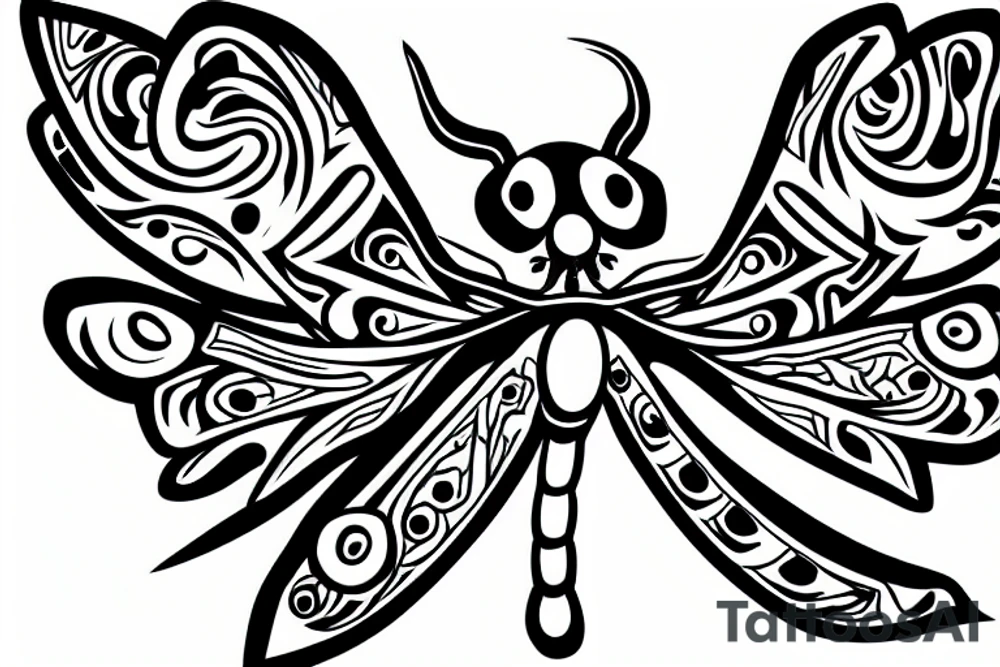 Dragonfly tribal design with video game controller tattoo idea
