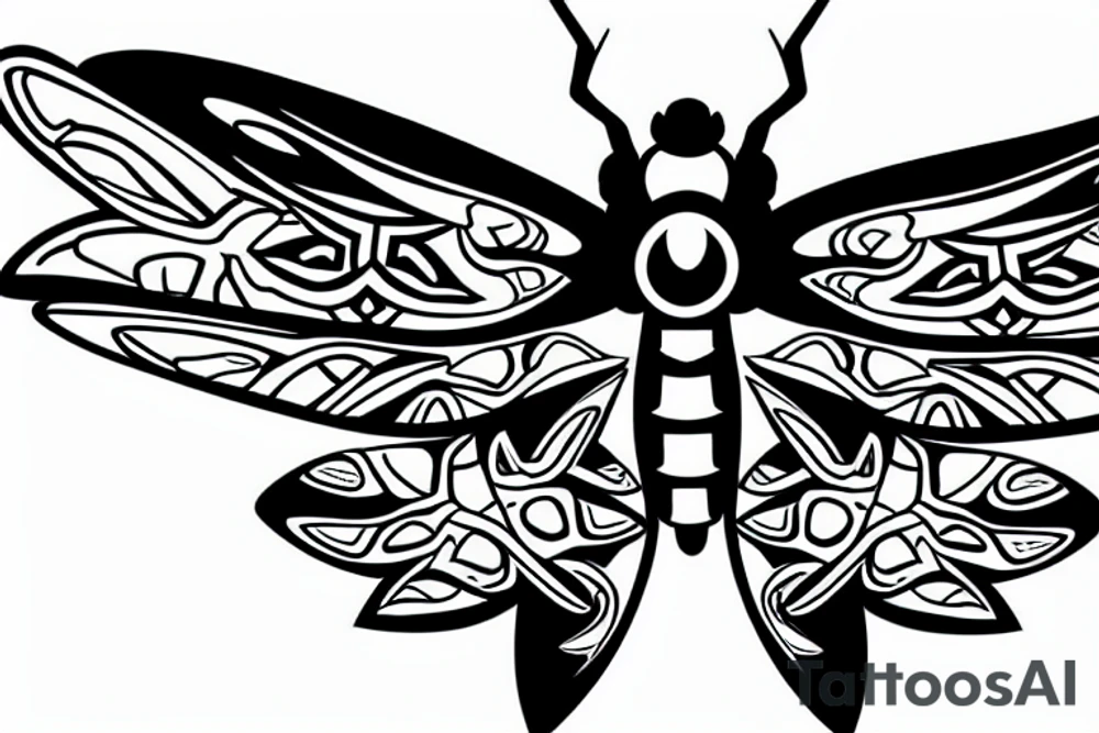 Dragonfly tribal design with video game controller tattoo idea