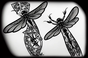 Dragonfly tribal design with video game controller tattoo idea