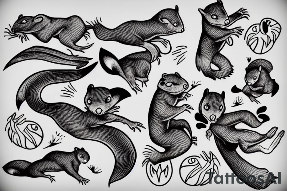 flying squirrel tattoo idea