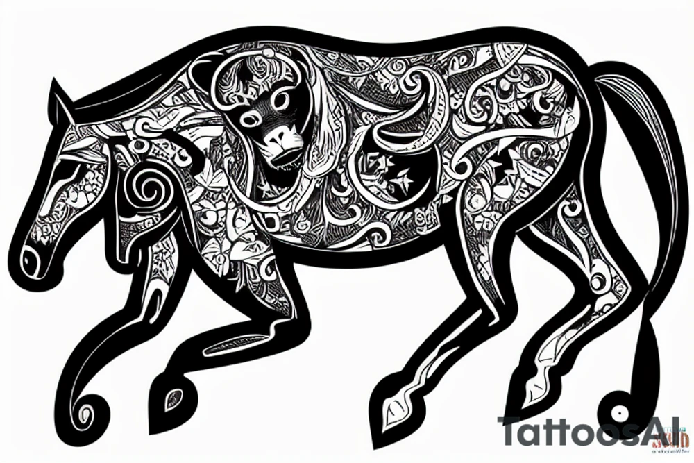 monkey riding a horse tattoo idea