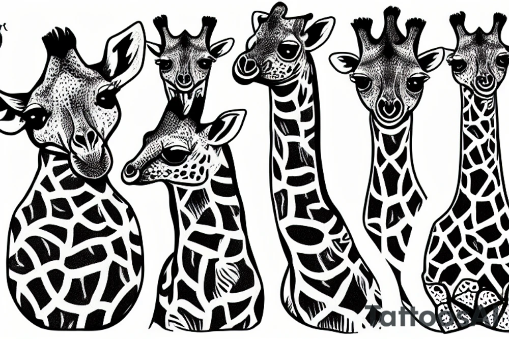 Giraffe biting a hamster tattoo idea