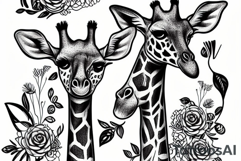 Giraffe and mouse as friends tattoo idea