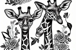 Giraffe and mouse as friends tattoo idea