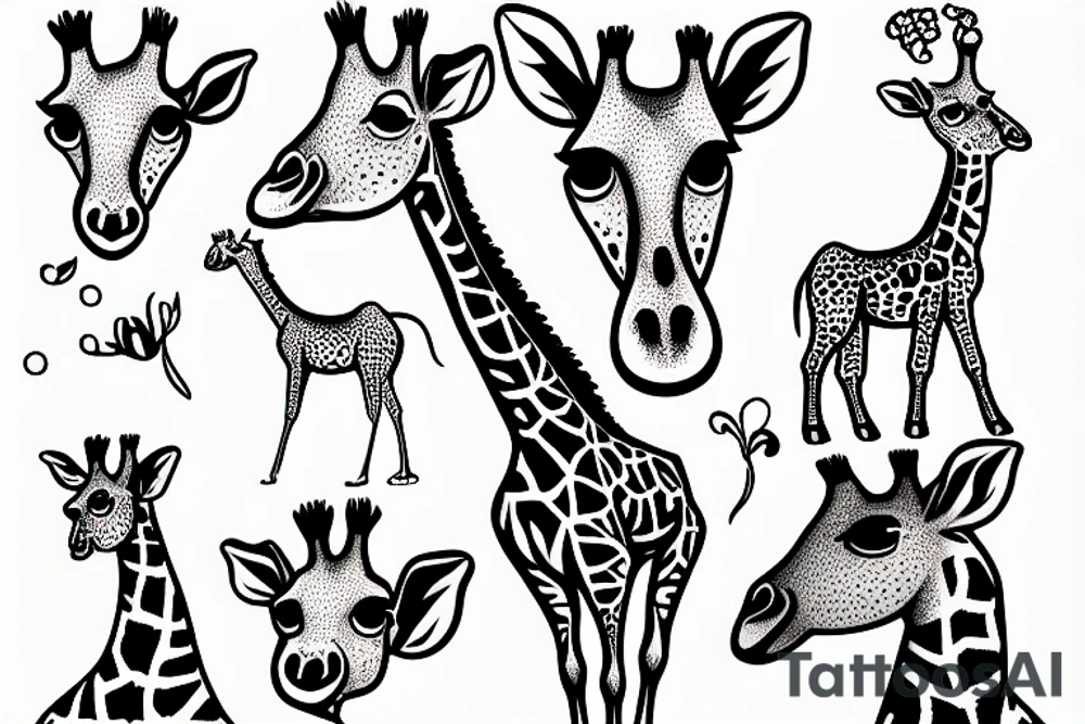 Giraffe and mouse as friends tattoo idea