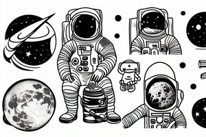 Thinking astronaut sitting on the moon tattoo idea