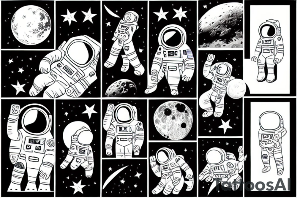 Thinking astronaut sitting on the moon tattoo idea