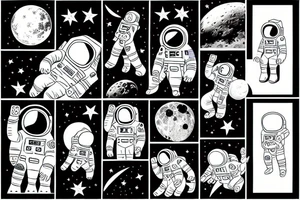 Thinking astronaut sitting on the moon tattoo idea