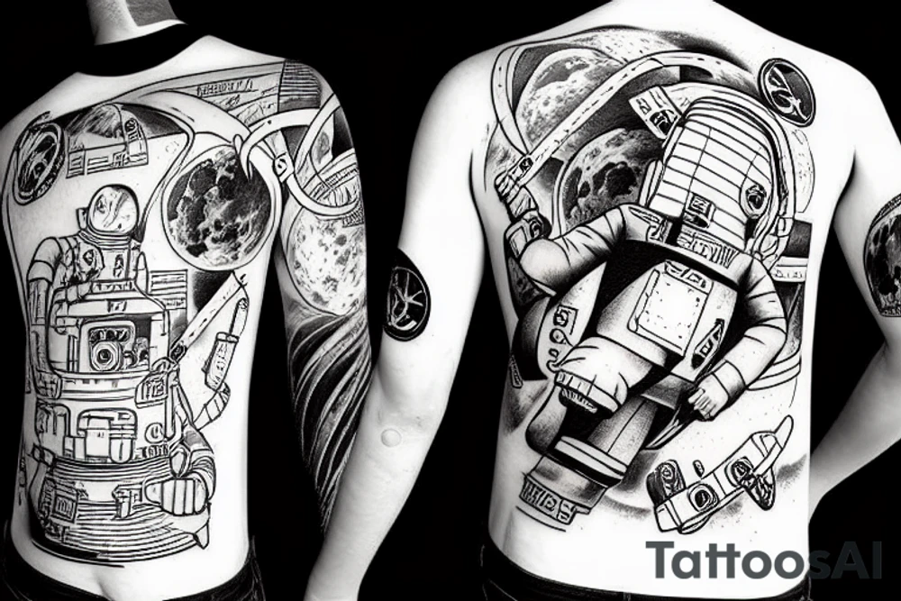 man on the moon astronaut tattoo idea