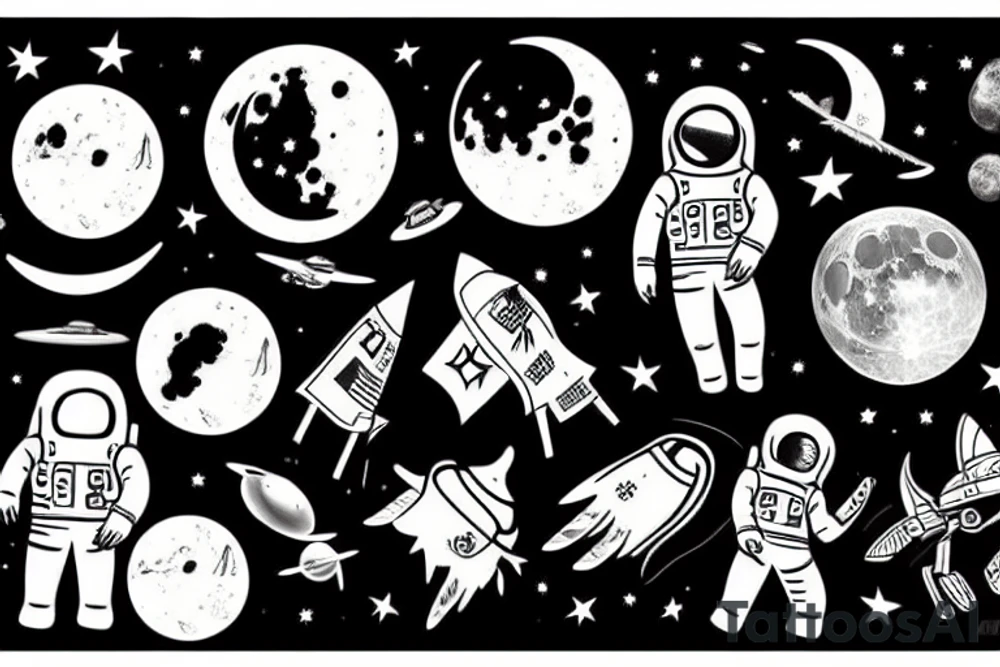 man on the moon astronaut tattoo idea