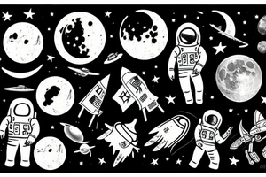 man on the moon astronaut tattoo idea