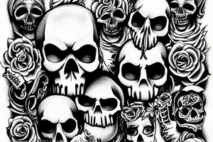 Circus in skull head tattoo idea